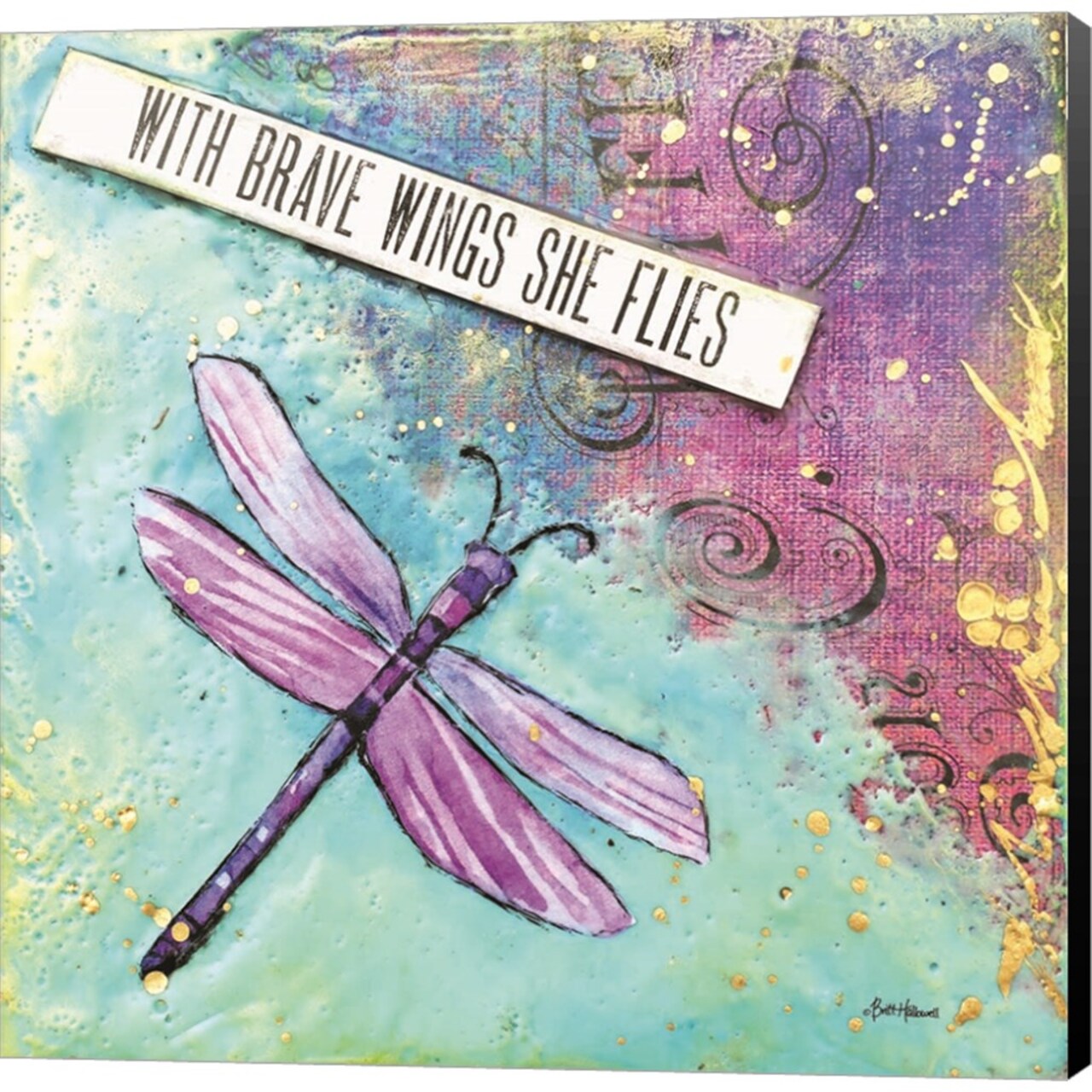 With Brave Wings She Flies by Britt Hallowell 12" x 12" Canvas Wall Art